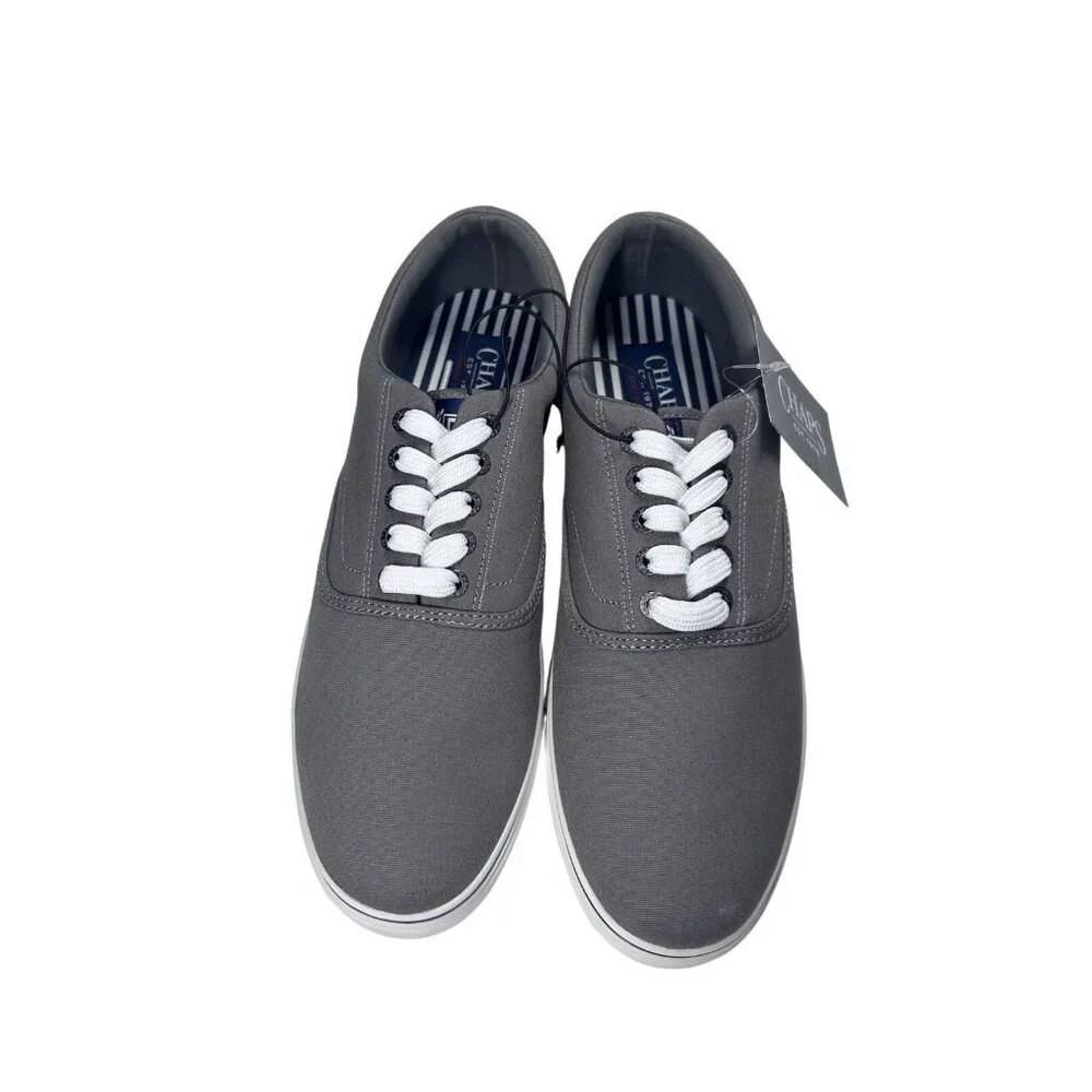 Chaps Mens Chace Low-Top Canvas Sneakers With Brown Heel Lace Up Size ‎ 10 NEW